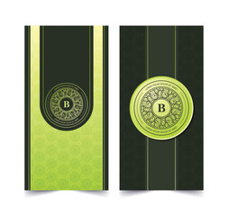 Elegant Green and Gold Letter B Initial Logo Card Template Layout