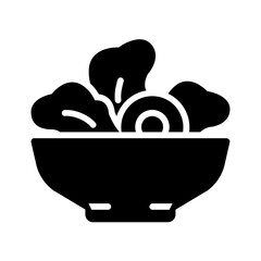 Vector solid black icon for Salad bowl