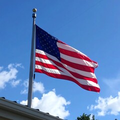 Flag in blue sky