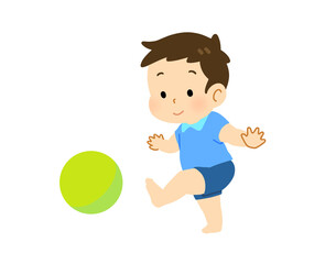 ボールを蹴る子どものイラスト