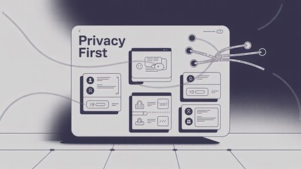 Privacy First Concept with Digital Interface and Data Protection Graphics