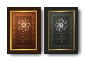 Elegant Ornate Monogram Initial Frames with Flourishes and Geometric Border Illustration