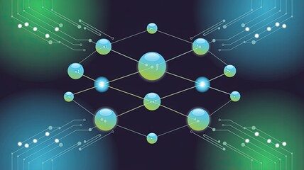 Abstract Illustration of Digital Connections and Quantum Particles