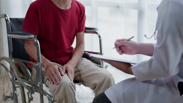 Patient Assessment for Knee Pain Hospital Setting Medical Consultation Clinical Environment Close-Up View Healthcare Dynamics