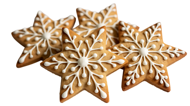 Snowflake cookies winter celebration dessert treat homemade baking food isolated on transparent background