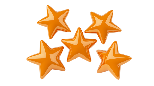 Star five golden star shapes award concept isolated on transparent background