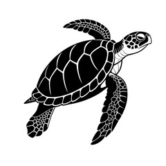 Black Silhouette of a Sea Turtle