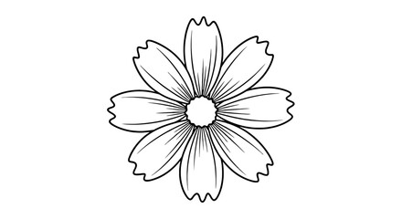 Obraz premium Isolated flower outline drawing floral design element blossom art