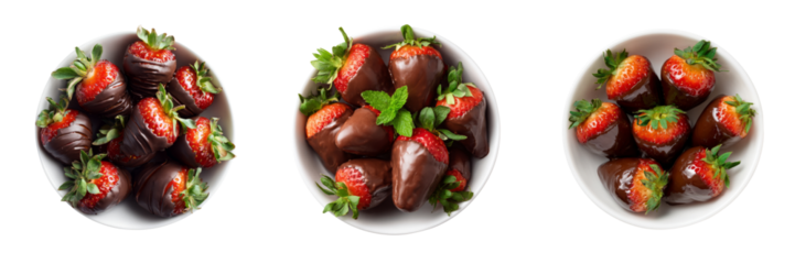 Delicious chocolate-covered strawberries on a transparent background gourmet food close-up