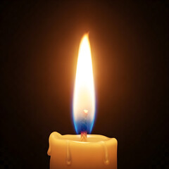 Close-up of a candle flame with a dark background, showing the wax and light.