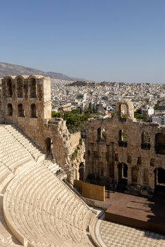 Landscape of Herod Atticus Odeon monument in Acropolis, Athens