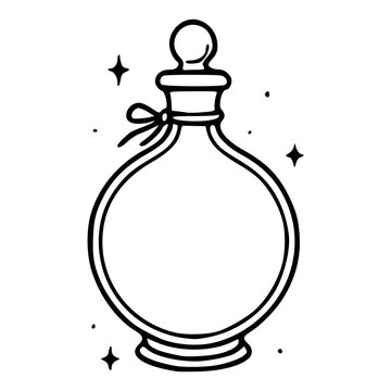 magic elixir or perfume flask outline icon