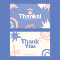 Colorful Abstract Thank You Card Vector Set, Modern Colorful Greeting Card Templates	