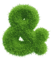 Vector green grass ampersand on isolated background