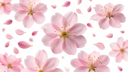 Flying pink petals isolated transparent