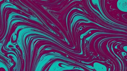 Abstract Fluid Art Swirls of Magenta and Teal Paint Blending