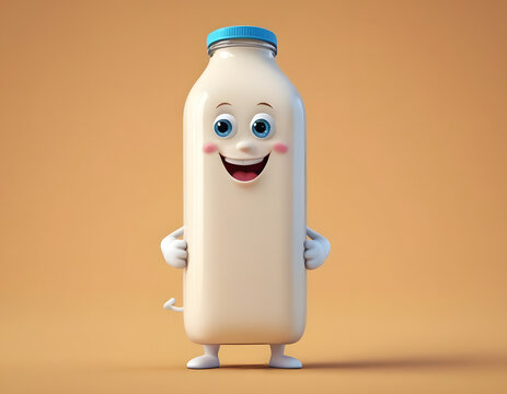 plastic bottle of milk on blue background A plastic bottle of milk.