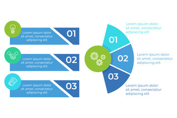 Infographic set presenting three distinct sections. Each area offering concise content with visual layout to enhance understanding and readability for viewers