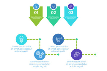 Infographic presenting structured approach to process with numbered steps and icons. Visual explanation of concepts using simple graphics and concise text
