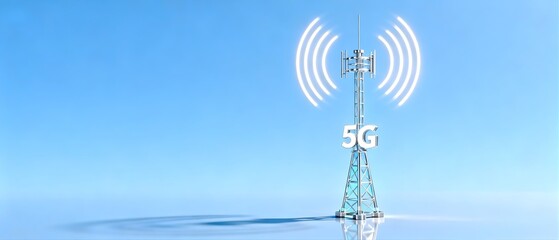 Obraz premium High-Speed 5G Network Communication Abstract. Futuristic Antenna and Telecommunication Technology.