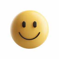 Fototapeta premium 3D simple smiley face emoji isolated on transparent background.
