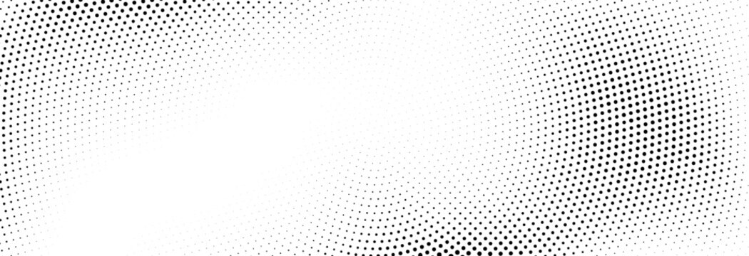 Concentric dotted noise gradient texture. Radial halftone grain background. Comic pop art backdrop for poster, banner, cover, print. Grunge fading overlay wallpaper. Vector cartoon grid patern texure