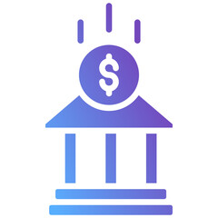 Gradient Bank Icon for Investment, Finance, and Economic Growth Concept