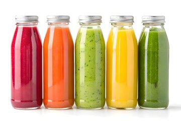 Colorful Smoothie Bottles on White Background  