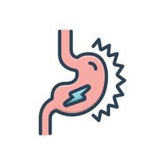 Color illustration icon for gastrointestinal ache