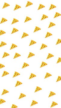 Repeating triangular pizza slice pattern on white background. Suitable for food blogs, pizzerias, menu designs, and restaurant marketing materials.