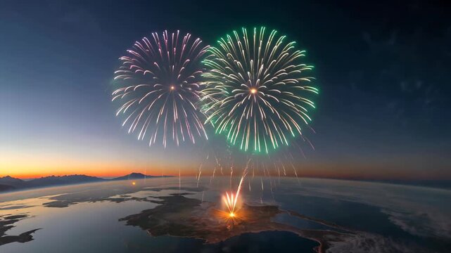Aerial view of fireworks