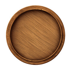 Overhead view of a round, wooden surface with a two-tiered circular design