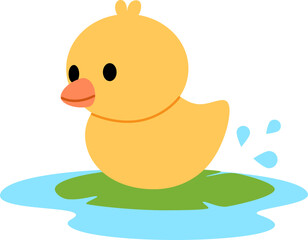 Cute Duck On The Lotus Leaf In The Pond