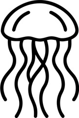 Simple Line Art Drawing of a Jellyfish Floating in Water