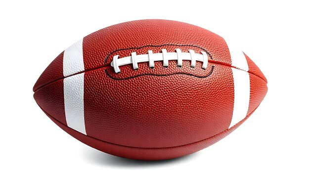 gridiron. An American football isolated on white, showcasing detailed texture and crisp design. event key visuals, club posters, designed for fitness apps and gym onboarding, used by event planners.