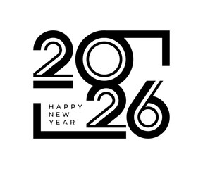 2026 Happy New Year design vector illustration. Unique 2026 logo design template.