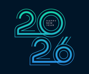2026 Happy New Year design vector illustration. Unique 2026 logo design template.