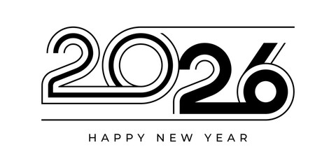 2026 Happy New Year design vector illustration. Unique 2026 logo design template.