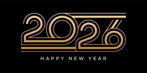 2026 Happy New Year design vector illustration. Unique 2026 logo design template.