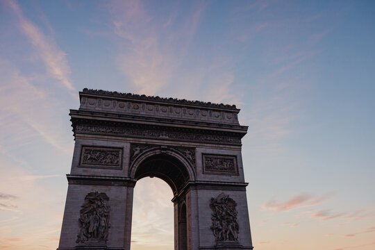 Arc de Triomphe at sunset in Paris