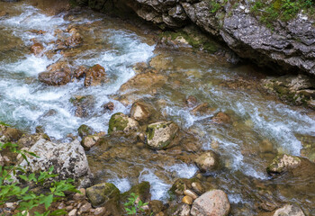 canyon, mountain river, gorge, rocks, current, water, landscape, summer, sunny,nature, travel, adventure.