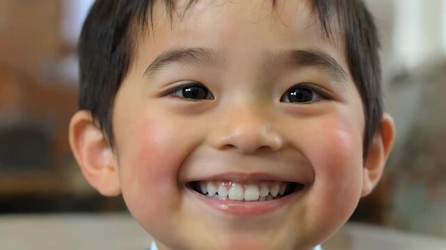 Close up of smiling face of little boy