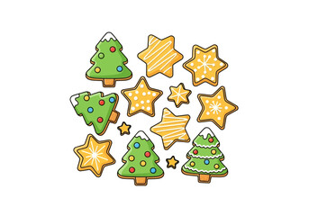 Festive collection of christmas cookies perfect for holiday baking, food blogs, seasonal social media posts, or holidaythemed marketing materials.