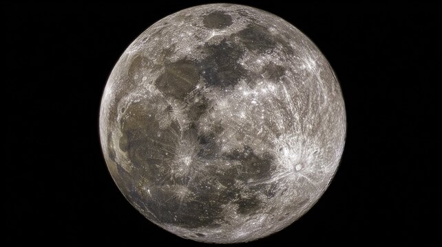 Full Moon with Visible Craters and Lunar Surface Details