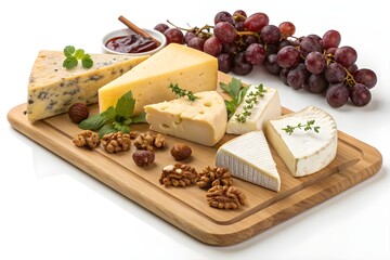 Cheese Platter on White Background  