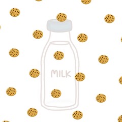 Cookies pattern with milk background