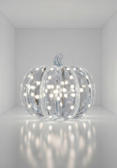 Illuminated glass pumpkin with warm white lights