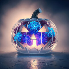 Illuminated crystal halloween pumpkin with blue lights