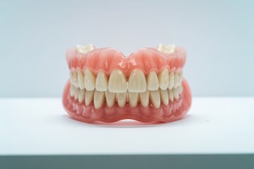 Obraz premium Realistic full dentures for dental health education and restorative dentistry solutions