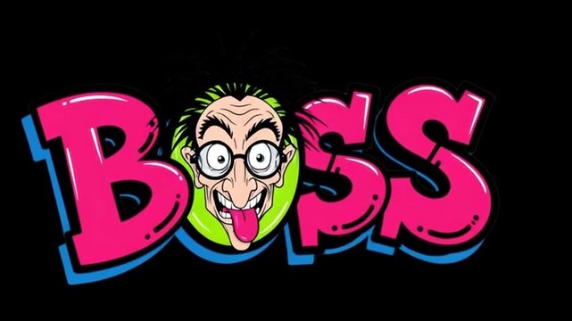 Cartoon boss character animation with goofy expression and tongue sticking out, perfect for funny business presentations and quirky company branding videos